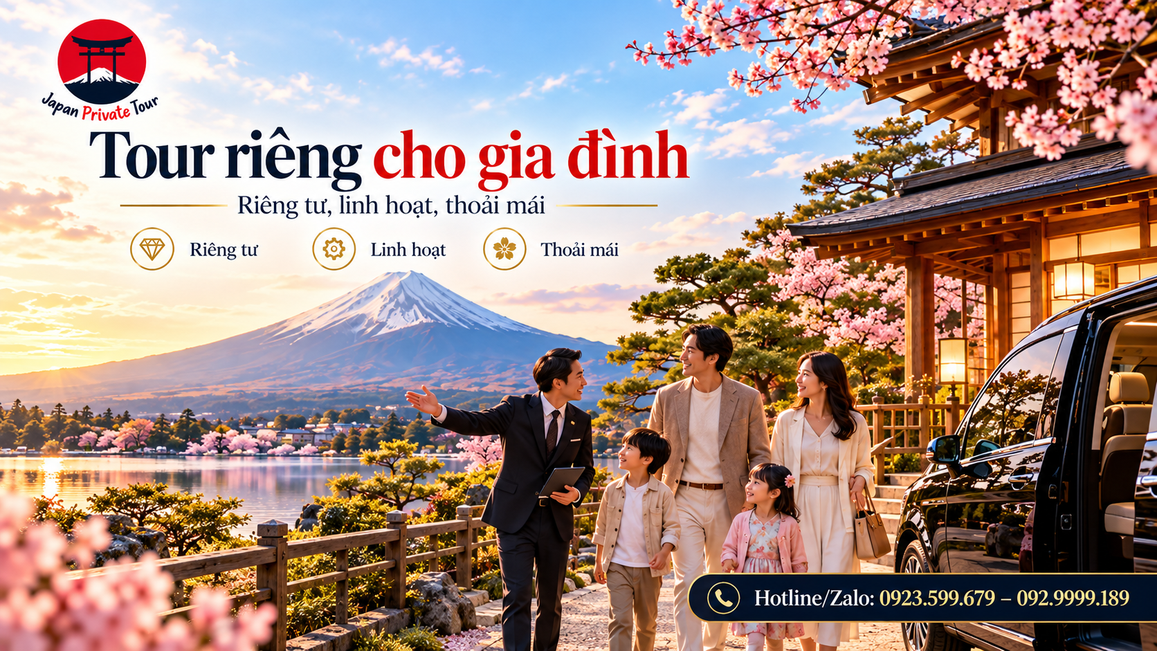 Tour Nhật Bản theo yêu cầu với hành trình khám phá núi Phú Sĩ và nghỉ dưỡng riêng tư.