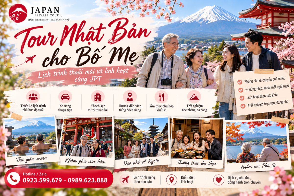 Tour Nhật Bản cho bố mẹ: Lịch trình thoải mái và linh hoạt cùng Japan Private Tour