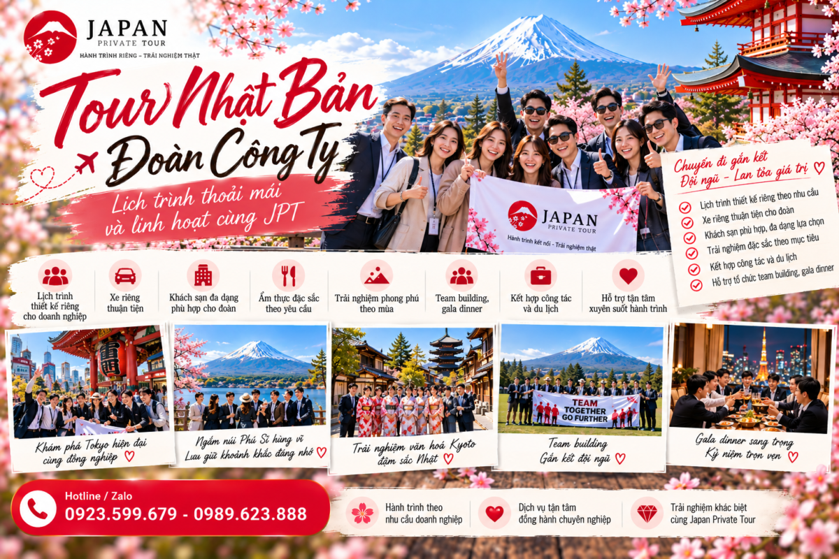 Tour Nhật Bản đoàn công ty: Lịch trình thoải mái và linh hoạt cùng JPT