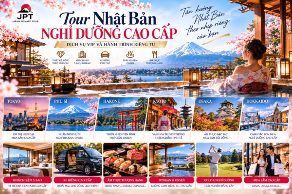Tour Nhật Bản nghỉ dưỡng cao cấp: Dịch vụ VIP và hành trình riêng tư cùng Japan Private Tour